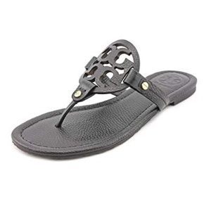 Gray Tory Burch flip flops